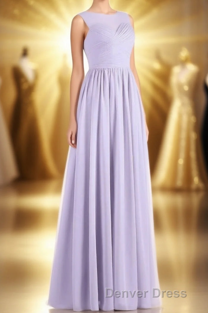 Lavender Chiffon Sweetheart Cutout Back A Line Long Bridesmaid Dresses Main image
