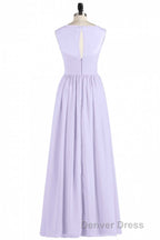 Lavender Chiffon Sweetheart Cutout Back A Line Long Bridesmaid Dresses