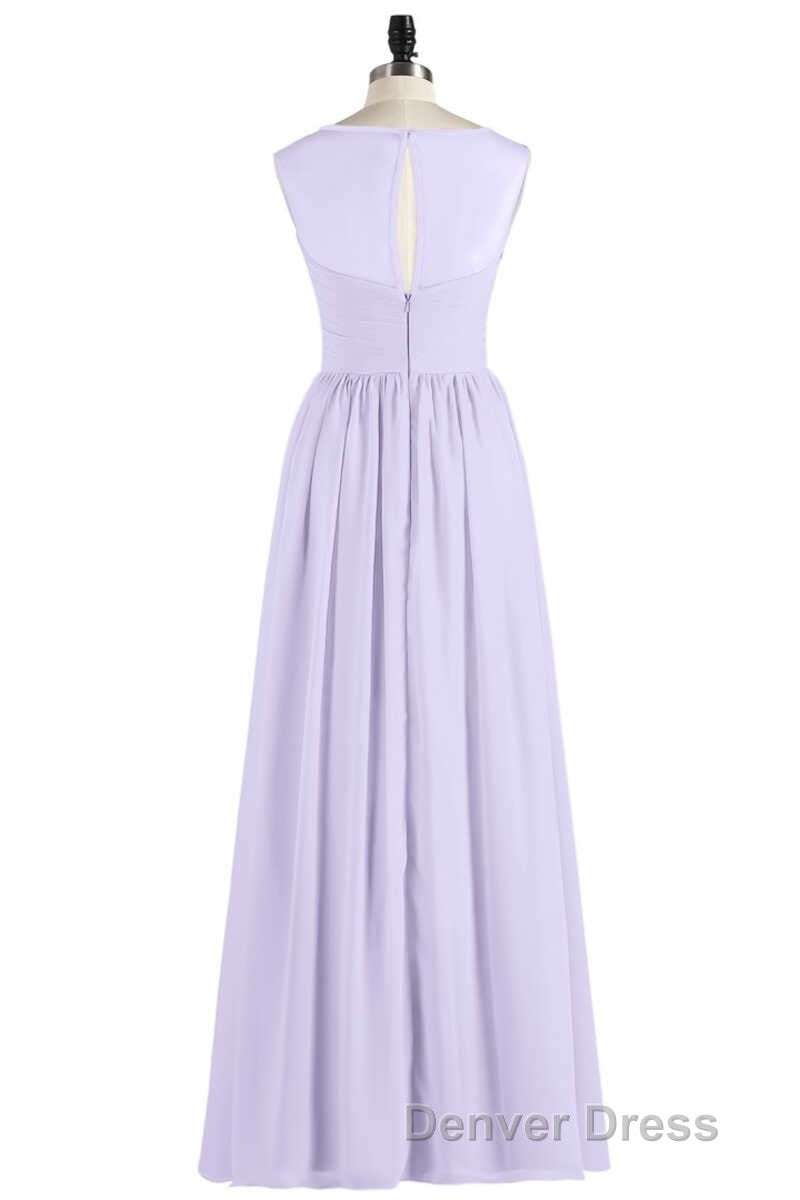 Lavender Chiffon Sweetheart Cutout Back A Line Long Bridesmaid Dresses