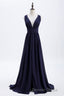 Empire Navy Blue Chiffon A Line Long Bridesmaid Dresses