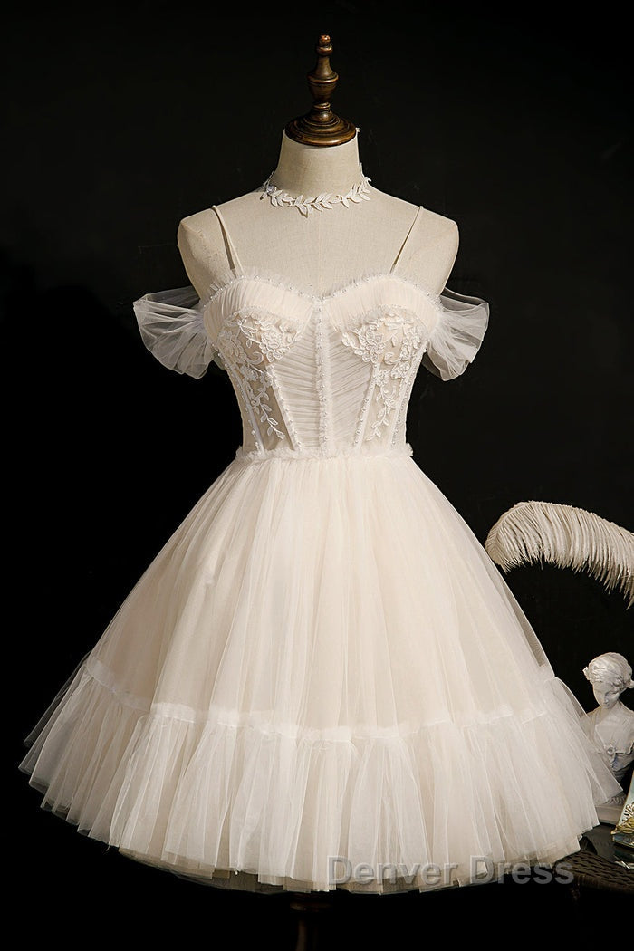Cute Spaghetti Strap Tulle Short Homecoming Dresses Secondary image