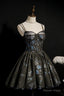Dark Grey Sequins Lace Up Ball Gowns Tulle Homecoming Dresses