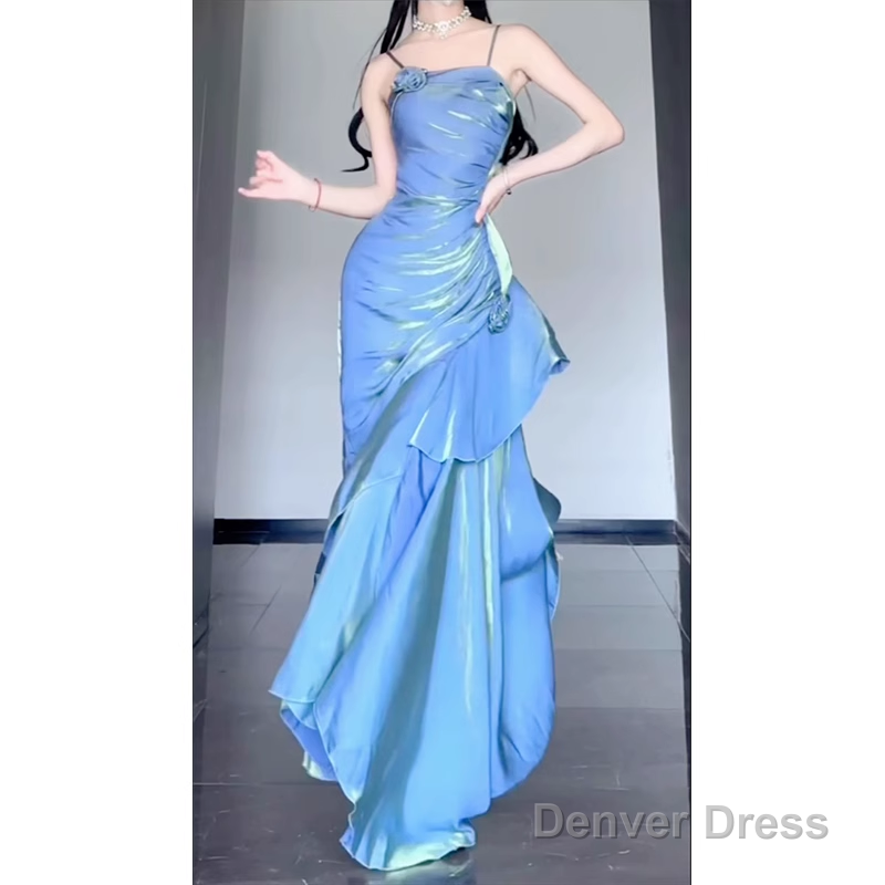 Fishtail Prom Dress French Style Straps Evening Dress