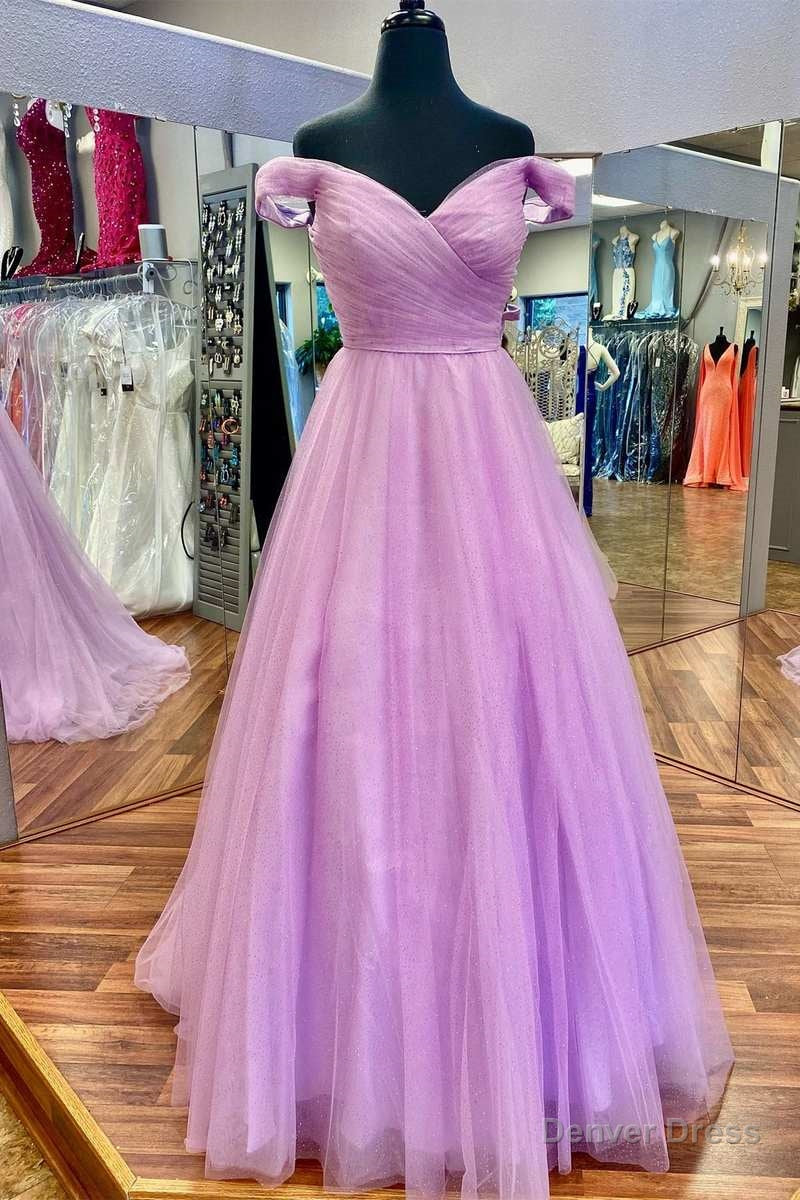 Lilac Off-the-Shoulder A-Line Long Prom Dress Main image