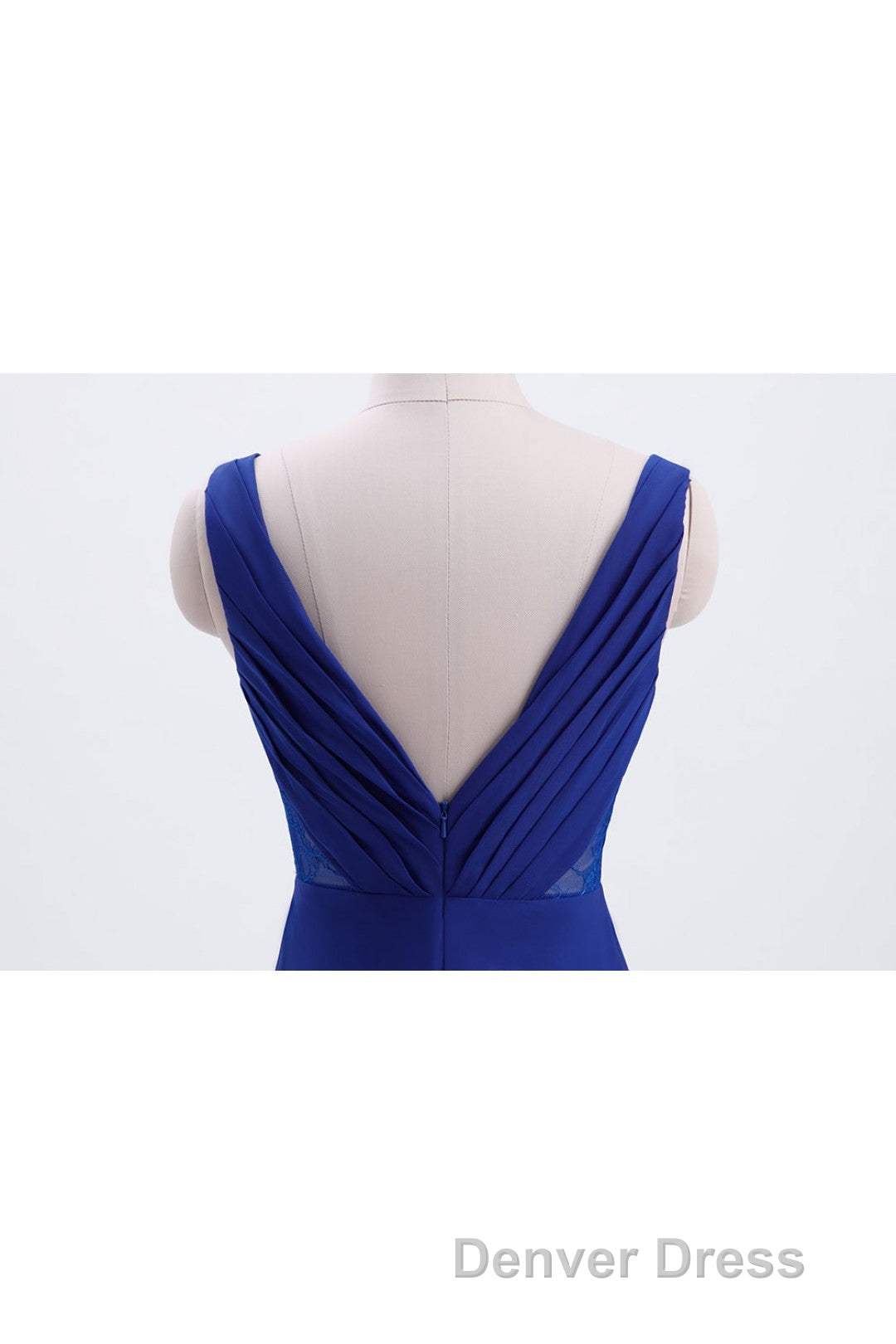 Royal Blue Pleated A Line Chiffon Long Bridesmaid Dresses