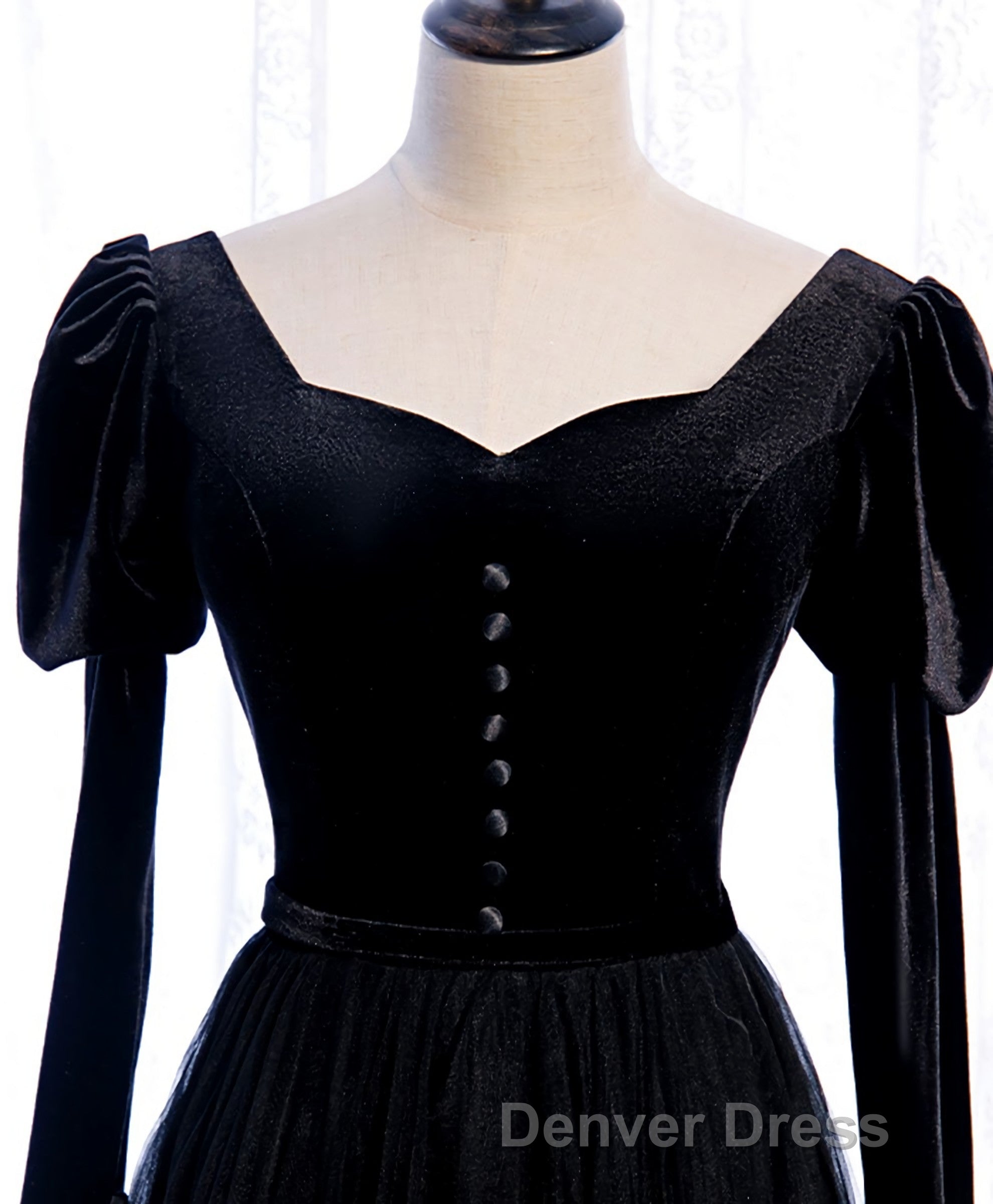 Black Tulle Long Prom Dress, Black Tulle Prom Dresses