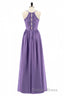 Purple Spaghetti Straps A Line Long Bridesmaid Dresses