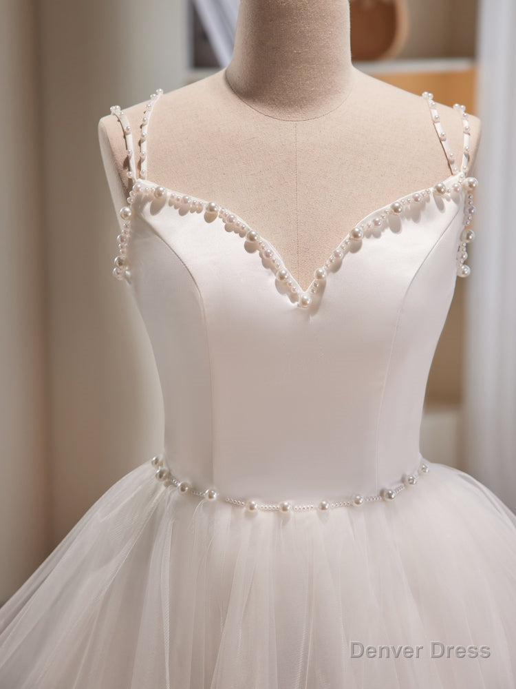 White Spaghetti Strap Tulle Short Prom Dress, Cute A-Line Party Dress Secondary image