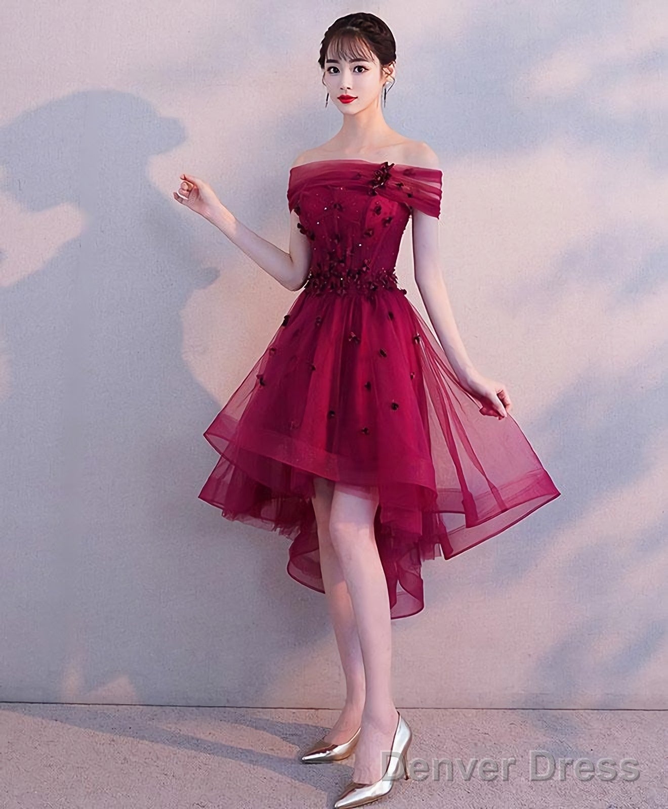 Burgundy Tulle Short Prom Dress Burgundy Homecoming Dress