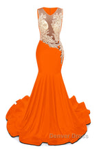 Portrait Trumpet Sweep Train Sleeveless Beading Prom Dresses