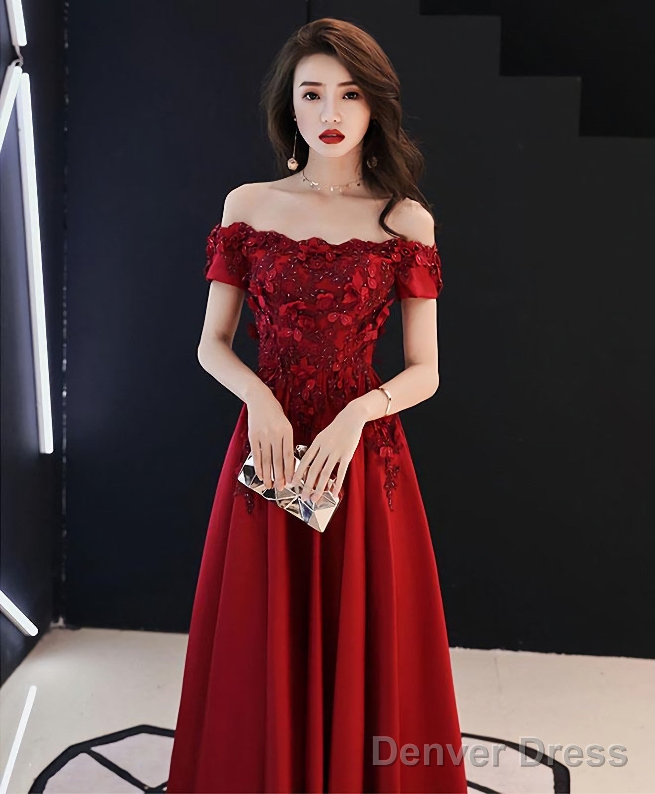 Burgundy Tulle Lace Long Prom Dress Burgundy Tulle Bridesmaid Dresses