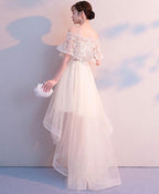 Champagne Tulle High Low Prom Dress Tulle Prom Dresses