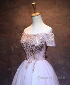 Cute Lace Applique Tulle Short Prom Dresses, Homecoming Dresses