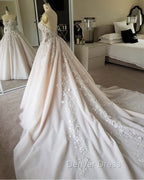 3D Floral Lace Flowers Sweetheart Wedding Ball Gowns Dresses