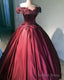 3D Flowers Off Shoulder Ball Gowns Satin Dresses
