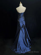 Sexy Sweetheart Sleeveless Mermaid Satin Long Prom Dresses For Prom Online