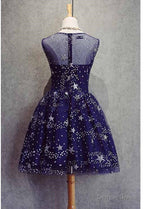 A Line Scoop Royal Blue Tulle Short Homecoming Dresses 2026 with Appliques