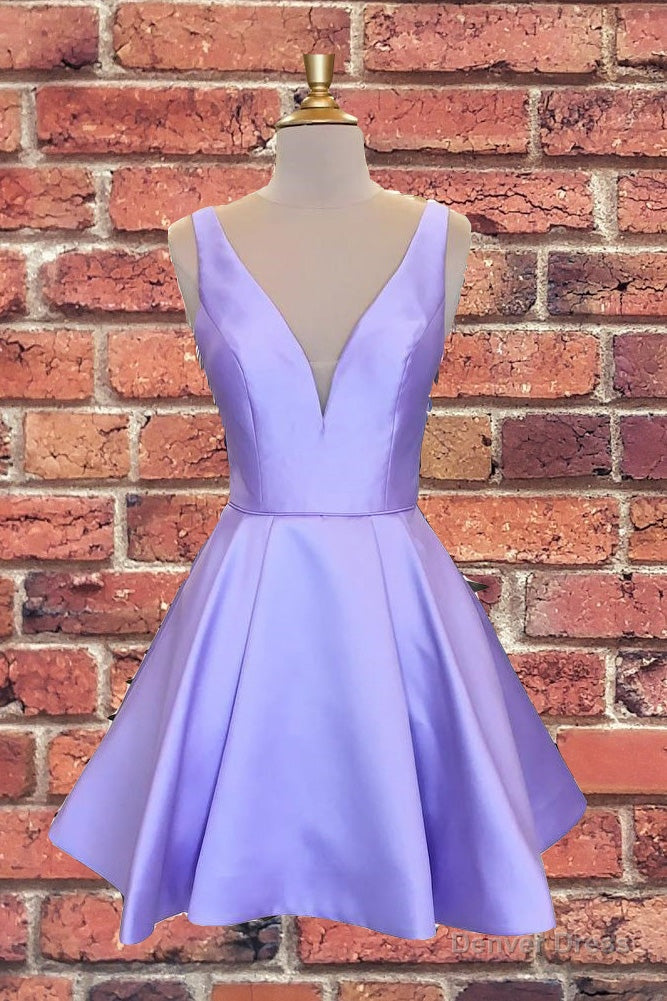Simple Short Lavender Homecoming Dress Main image