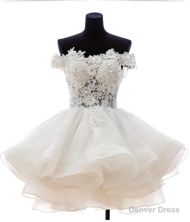 A Line Off The Shoulder Appliques Short White Organza Homecoming Dresses 2026 Secondary image