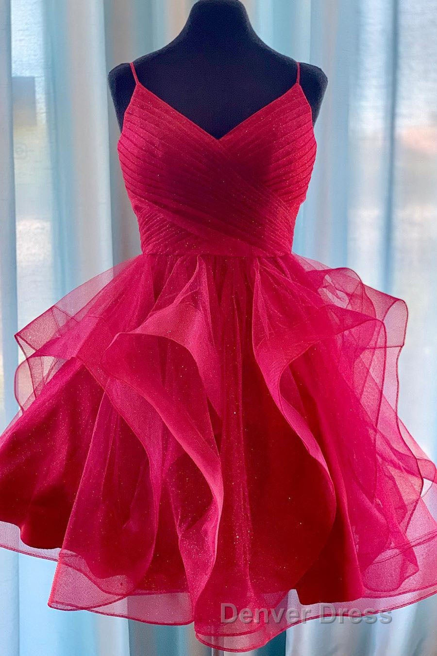 Flounced Blue Homecoming Dresses with Side Draping Secondary image