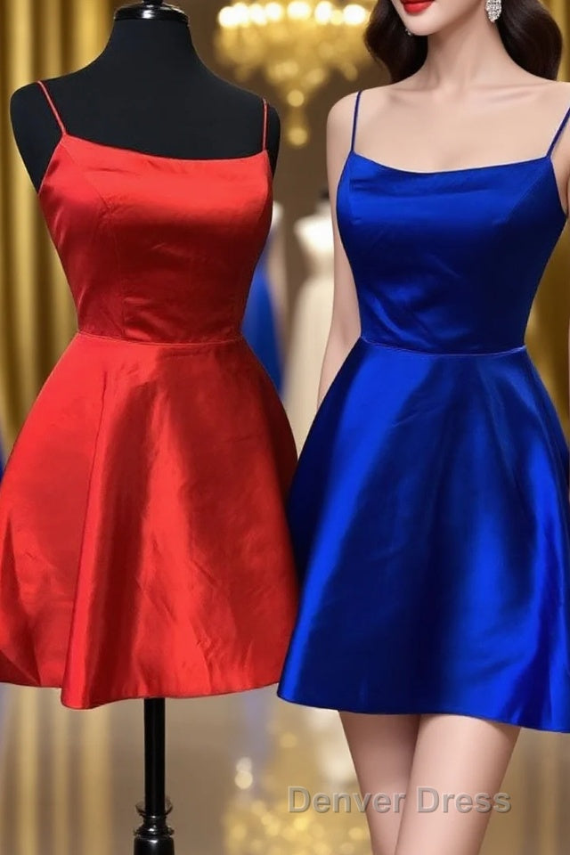 Straps Royal Blue Short Homecoming Dresses with Pockets