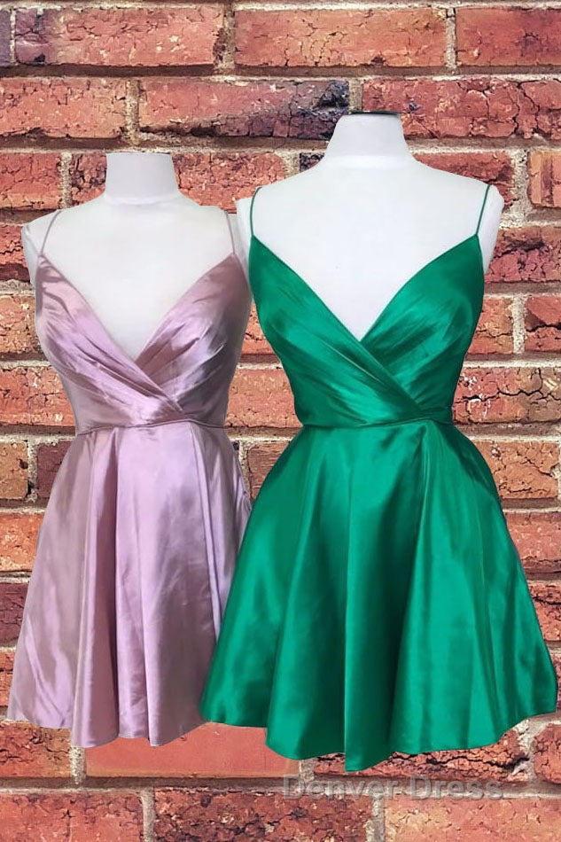 Spaghetti Straps Satin Homecoming Dresses