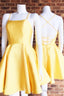 Simple Strappy Short Yellow Homecoming Dresses