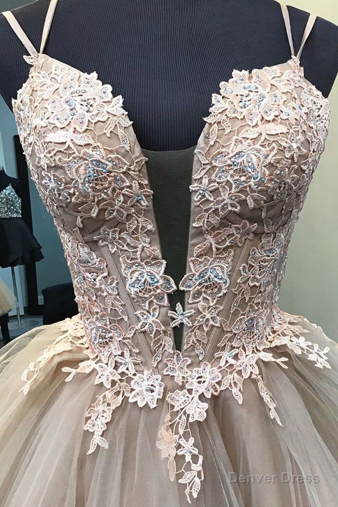 Blush Ball Gown Strappy Appliqued Homecoming Dress Secondary image