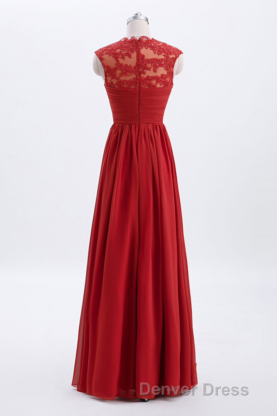 Elegant Red Chiffon Pleated A-line Long Bridesmaid Dresses Secondary image