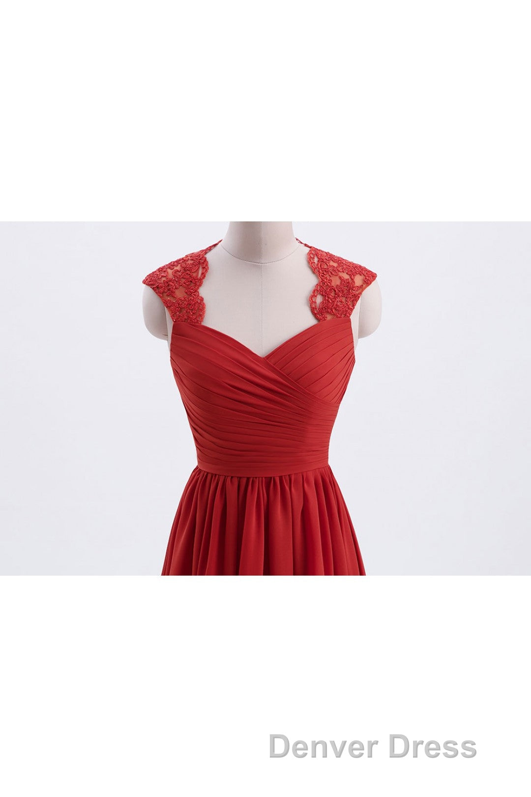 Elegant Red Chiffon Pleated A-line Long Bridesmaid Dresses
