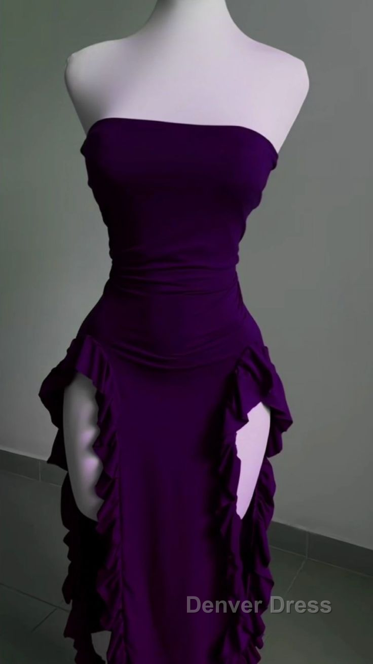 Strapless Midi Length Ruffle Prom Dress Sexy Prom Dresses