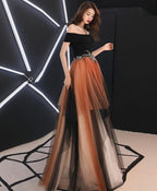 Simple Tulle Lace Long Prom Dress Tulle Prom Dresses