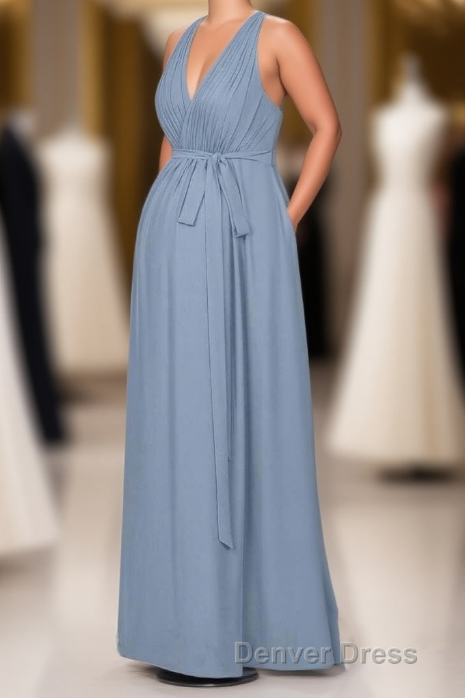 Dusty Blue Halter Backless Maternity Bridesmaid Dresses Main image
