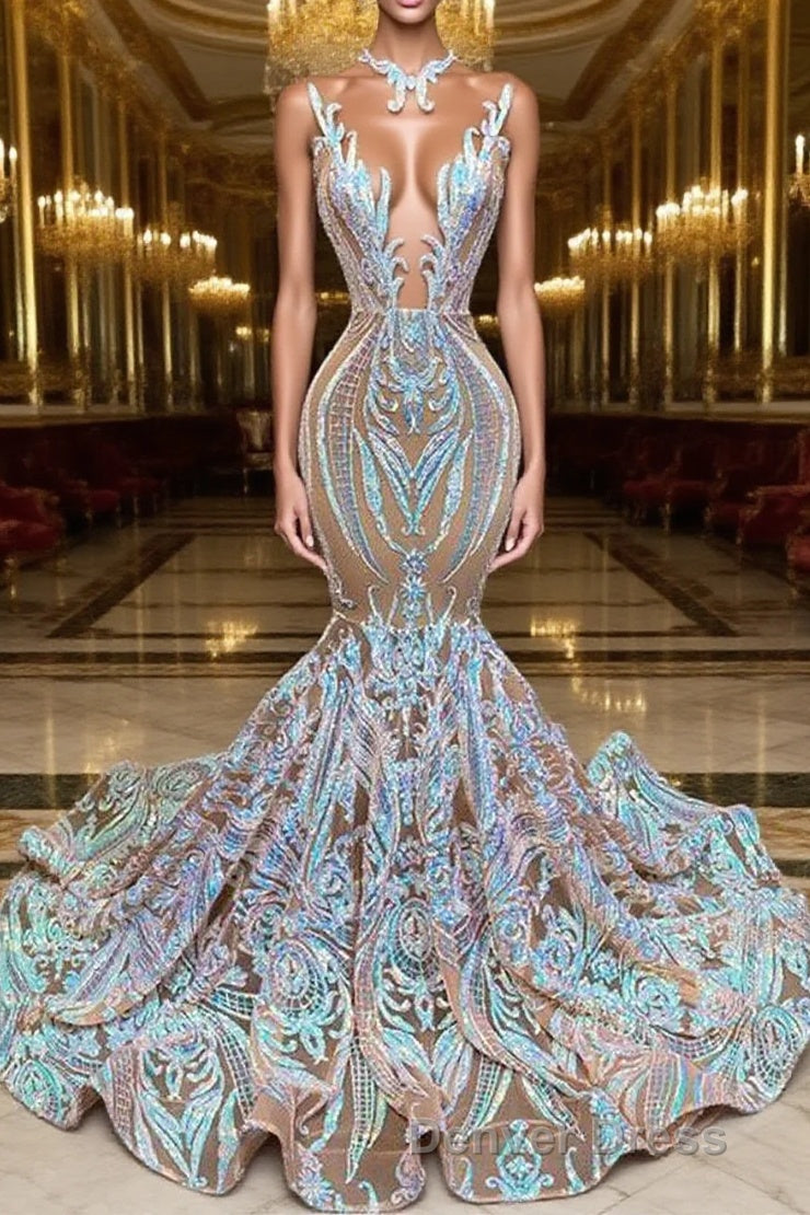 Chic Sequins Mermaid Prom Dresses Sparkle Evening Dresses On Sale