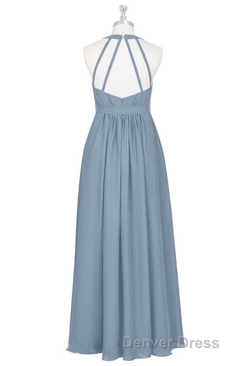 Dusty Blue Halter Backless Maternity Bridesmaid Dresses Secondary image