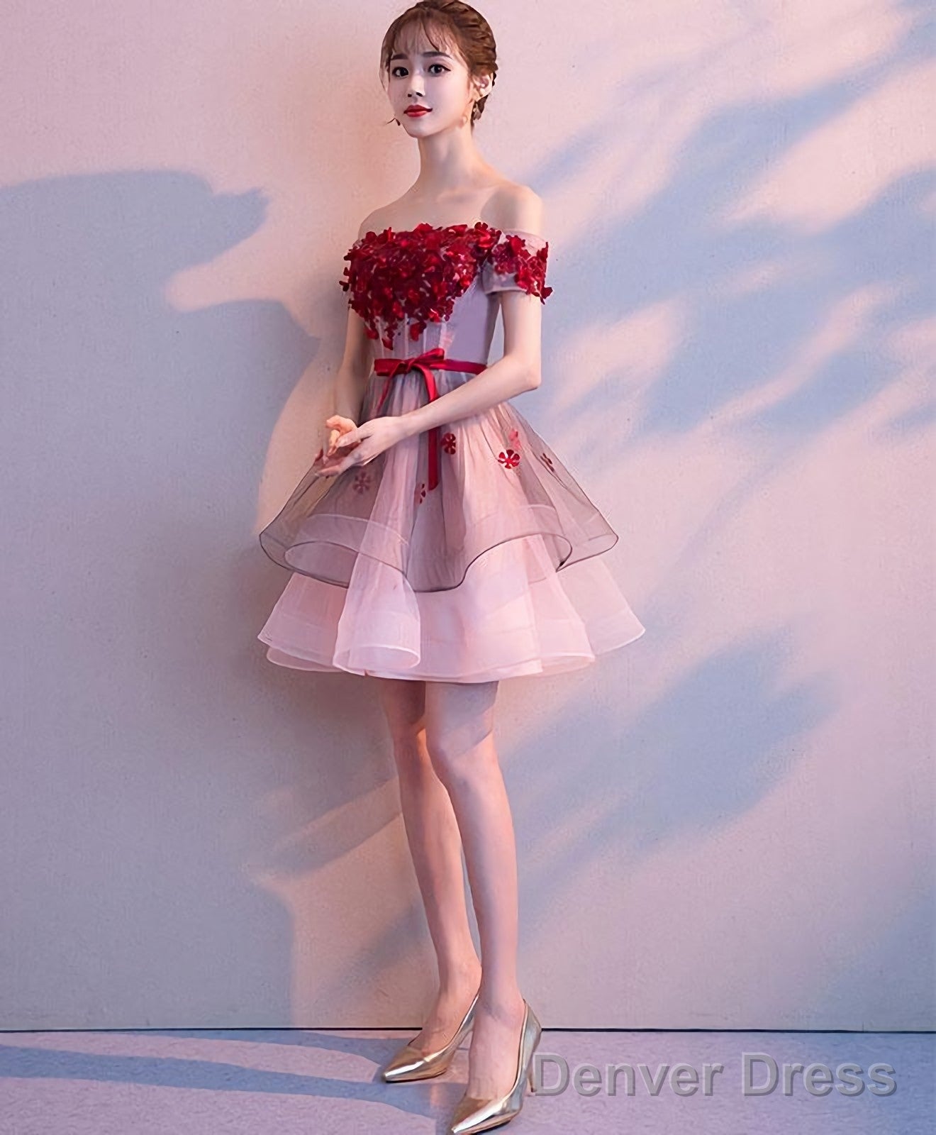 Pink Tulle Lace Short Prom Dress Pink Tulle Homecoming Dress