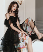 Black Tulle Short Prom Dress, Black Homecoming Dresses