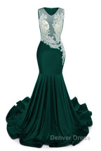 Portrait Trumpet Sweep Train Sleeveless Beading Prom Dresses
