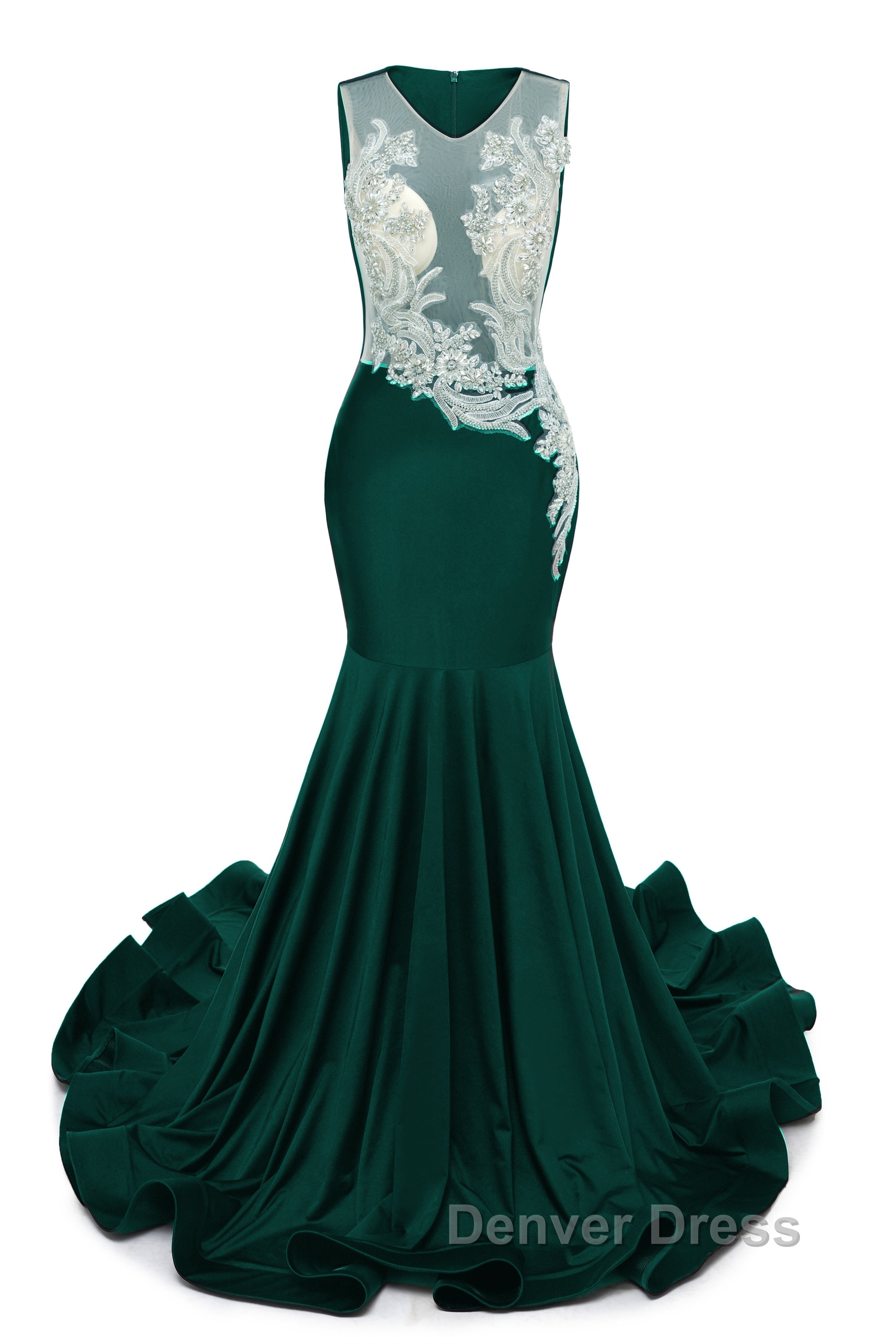 Portrait Trumpet Sweep Train Sleeveless Beading Prom Dresses