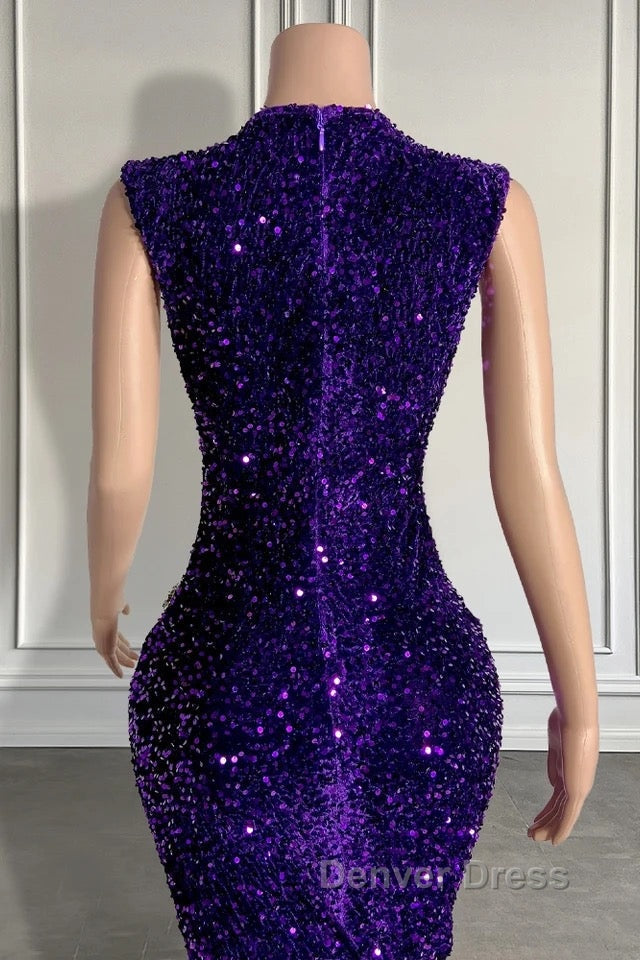 Sequined Sleeveless Mermaid Prom Dresses with Beadings