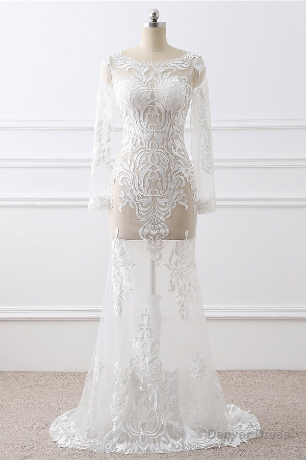 Sexy Mermaid Full Sleeves Wedding Dresses with Applique Main image
