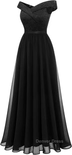 Womens Lace Bridesmaid Dresses A-Line Off Shoulder Floral Lace Chiffon Prom Dresses