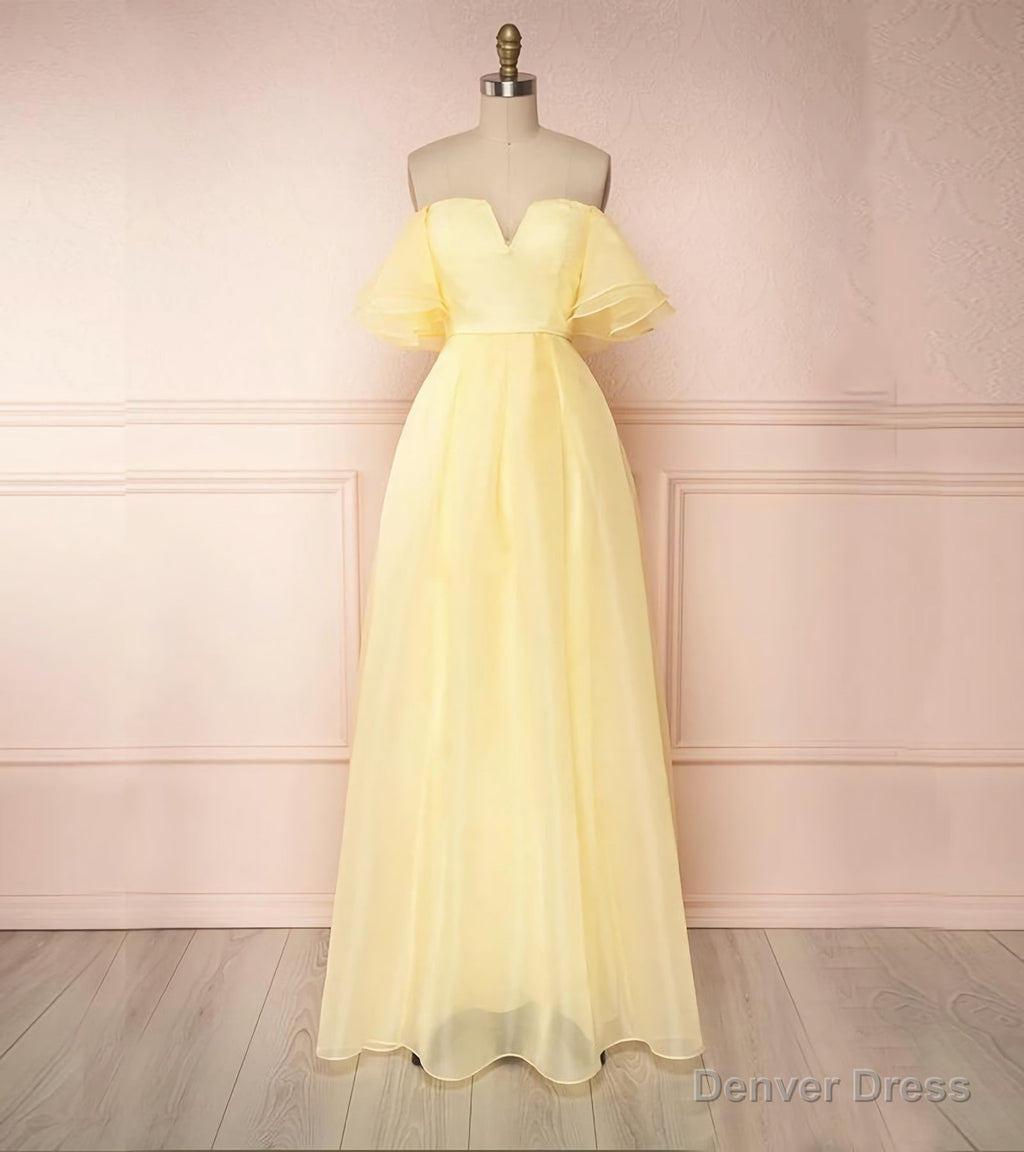 Simple Yellow Long Prom Dress, 5420
