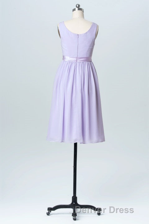 Lavender Crew Neck Tie Side Short Bridesmaid Dresses Secondary image