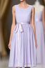 Lavender Crew Neck Tie Side Short Bridesmaid Dresses