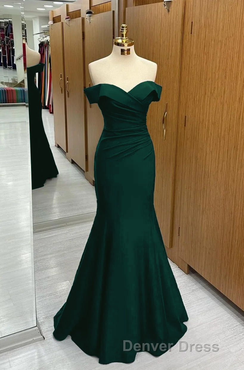 Long Navy Prom Dresses Mermaid Off The Shoulder Sweetheart Sleeveless