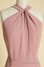 Dusty Pink Twist-Front Backless Long Formal Dresses