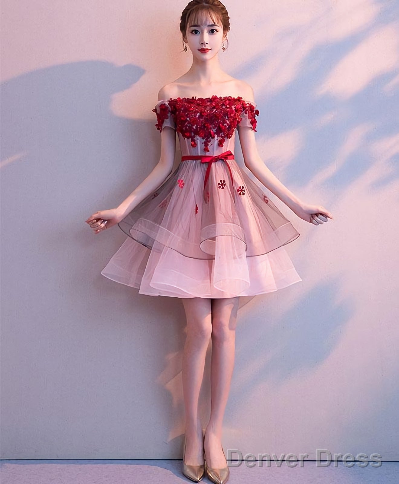 Pink Tulle Lace Short Prom Dress Pink Tulle Homecoming Dresses