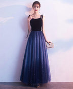 Simple Blue Tulle Long Prom Dress Blue Prom Dresses