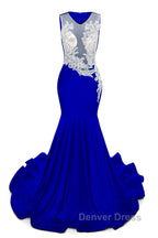 Portrait Trumpet Sweep Train Sleeveless Beading Prom Dresses